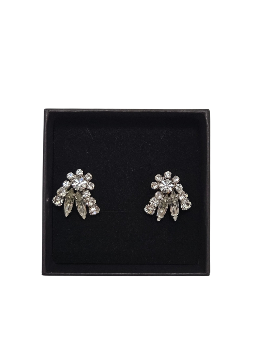 Sherman Vintage Clear Rhinestone Spray Clip On Earrings